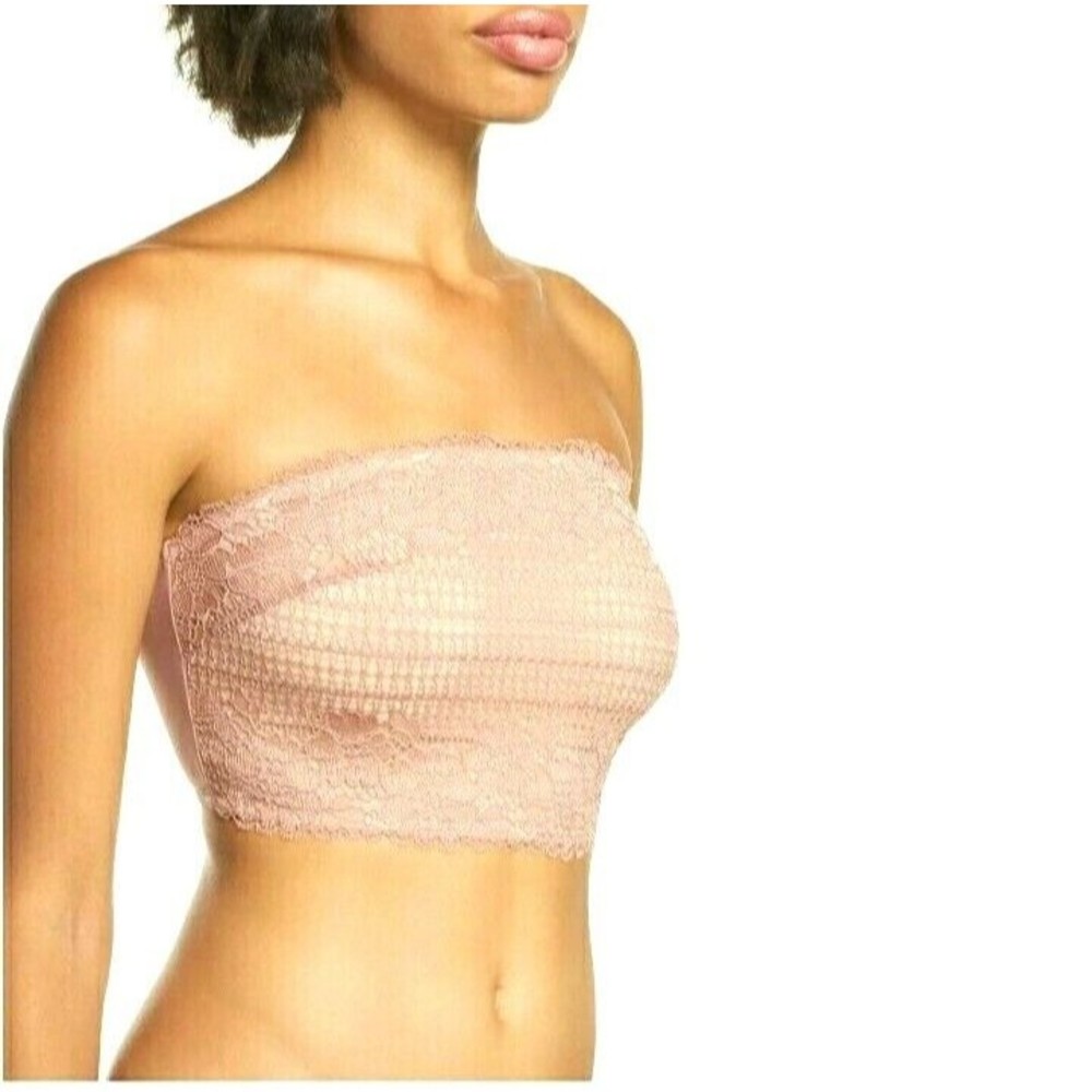 Free People Bralette M Camila Bandeau Crochet Lace Bra Top Vintage Rose Size M - Picture 5 of 8